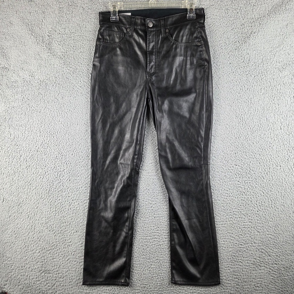 Gap Vintage Slim High Rise Faux Leather Pants Womens Size 27/4R Black Straight
